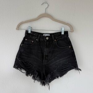 Black Zara Distressed Shorts